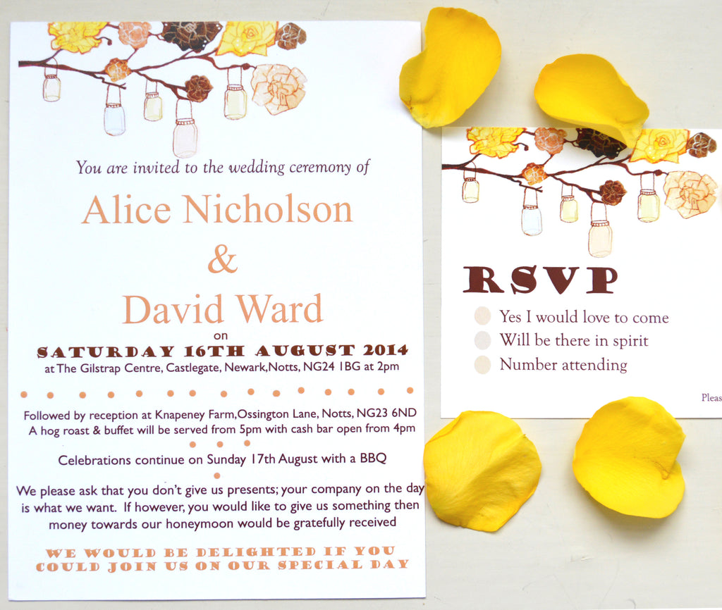 Wedding Invitation & RSVP Card for Alice & David